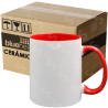 Taza de cerámica 11oz Blanca Reforzada  Interior y asa color rojo (Caja de 36) Blue Heat