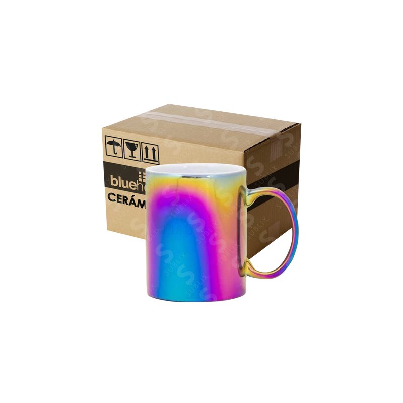 Taza de cerámica Blue Heat 11oz Caja Reforzada Espejo  arcoiris (Caja de 36)(copia)