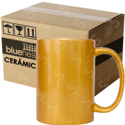 Taza de cerámica 11oz Dorada Reforzada(Caja de 36 pzas) Blue Heat