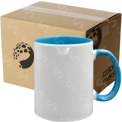 Taza de cerámica 11oz Blanca Interior y asa de colores (Caja de 36) Color Make