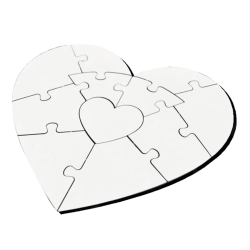 Rompecabezas de MDF Sublimable 11 Piezas Corazón 3mm (Caja de 24) Color Make