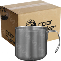 Taza de acero 12Oz Plata con asa de alambre (Caja de 50) Color Make