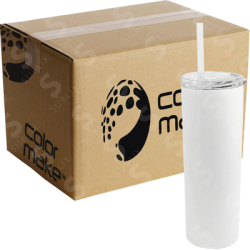 Vaso de Acero 600ml Tipo Skinny Blanco  (Caja de 12) Color Make