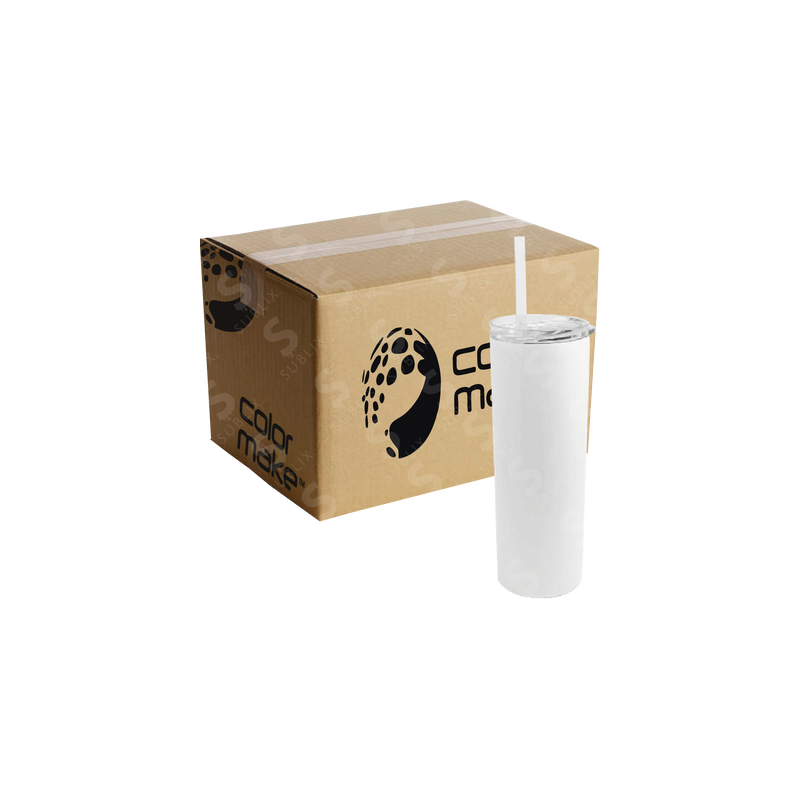 Vaso de Acero 600ml Tipo Skinny Blanco  (Caja de 12) Color Make