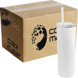 Vaso de Acero 600ml Tipo Skinny Blanco  (Caja de 12) Color Make
