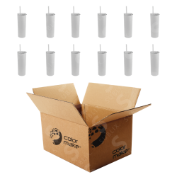 Vaso de Acero 600ml Tipo Skinny Blanco  (Caja de 12) Color Make