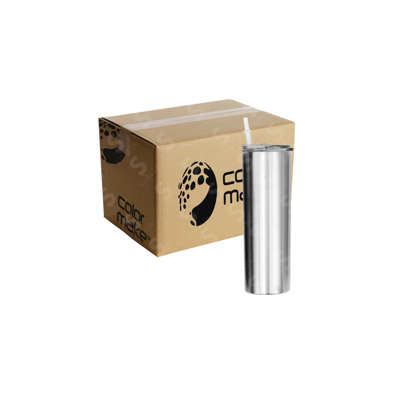 Vaso de Acero 600ml Tipo Skinny Plata  (Caja de 24) Color Make