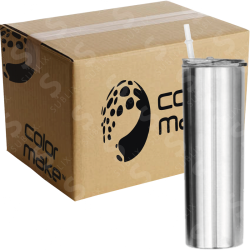 Vaso de Acero 600ml Tipo Skinny Plata  (Caja de 24) Color Make