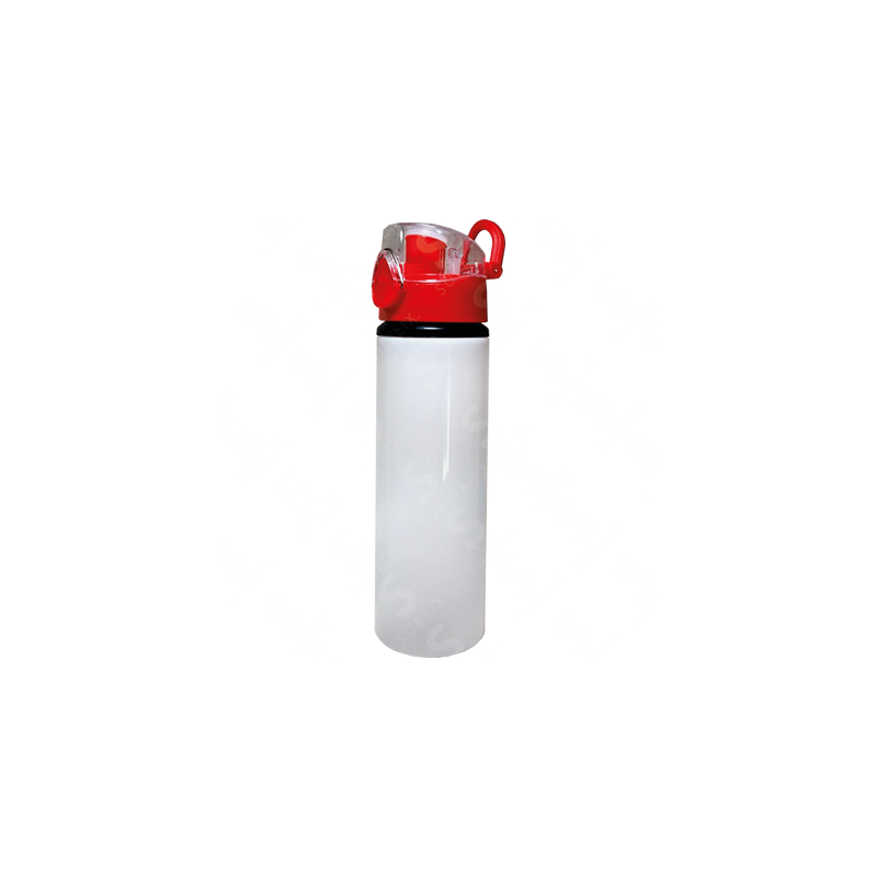 Botella de aluminio 750ml. Blanca. Botón presionable roja ColorMake