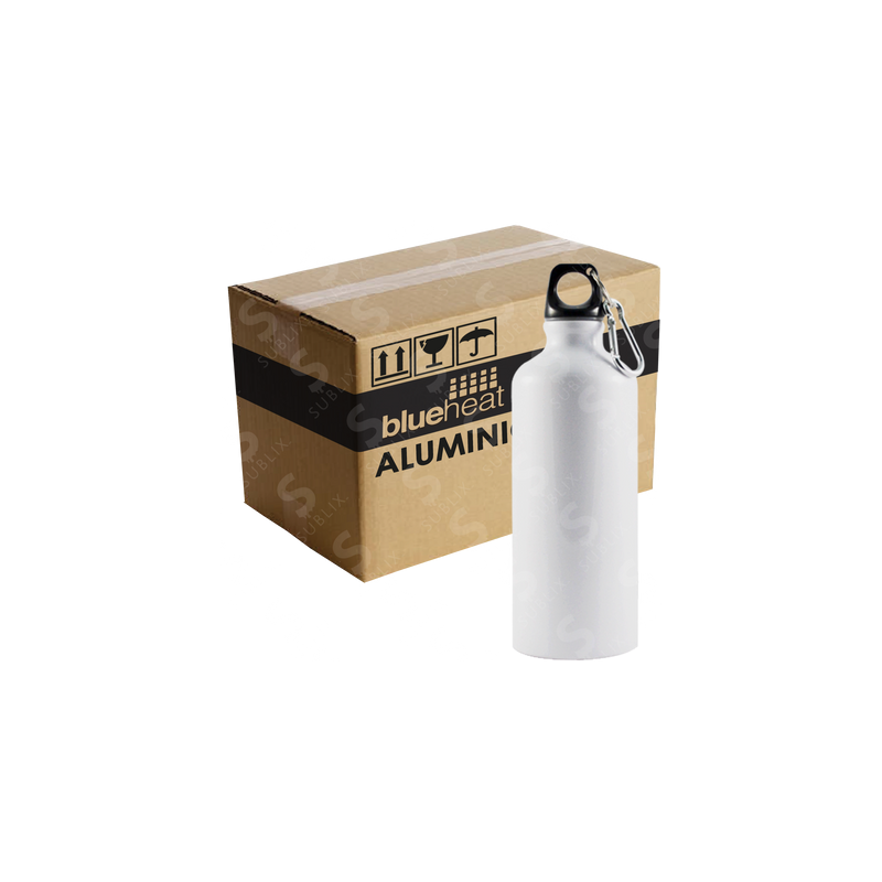 Botella de aluminio 600ml Deportiva color blanco (Caja de 12) Blue Heat