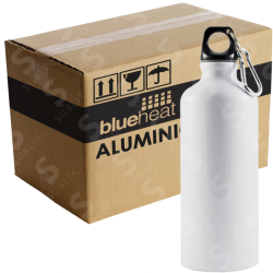 Botella de aluminio 600ml Deportiva color blanco (Caja de 12) Blue Heat