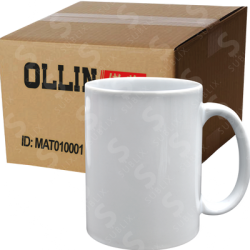 Taza de cerámica 11oz. Blanca. Linea Ollin Grado AAA