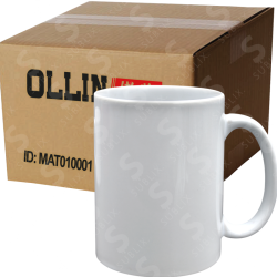 Taza de cerámica 11oz. Blanca. Linea Ollin Grado AAA