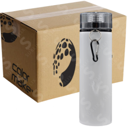 Botella de aluminio 750ml Blanca tapa de rosca Negra (Caja de 12) Color Make