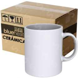 Taza de cerámica 11oz Blanca Reforzada  Linea Grado A (Caja de 36) Blue Heat