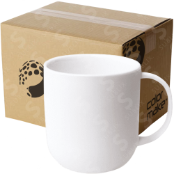 Taza de cerámica 11oz Blanca Base Redonda (Caja de 36) Color Make