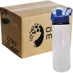 Botella de aluminio 750ml Blanca Botón presionable azul (Caja de 24 pzas) Color Make