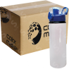 Botella de aluminio 750ml Blanca Botón presionable azul (Caja de 24 pzas) Color Make
