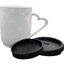 Taza de cerámica 11oz. Asa de corazón con tapa de silicón ColorMake