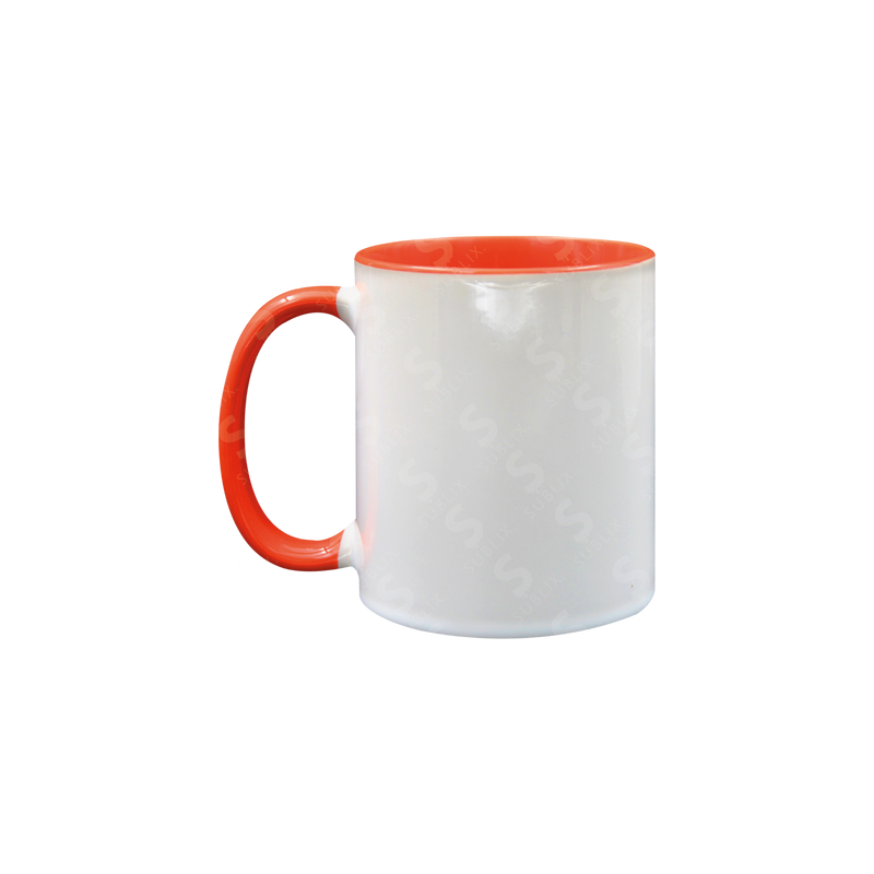 Taza de cerámica 11oz. Blanca. Interior y asa color naranja ColorMake