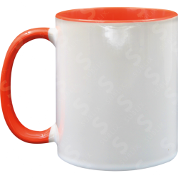 Taza de cerámica 11oz. Blanca. Interior y asa color naranja ColorMake