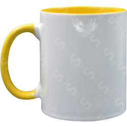 Taza de cerámica 11oz. Blanca. Interior y asa color amarillo ColorMake