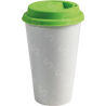 Vaso Tumbler de cerámica 15oz. Cónico con tapa de silicón color verde