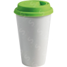 Vaso Tumbler de cerámica 15oz. Cónico con tapa de silicón color verde