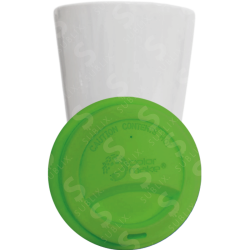 Vaso Tumbler de cerámica 15oz. Cónico con tapa de silicón color verde