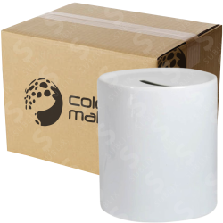 Vaso de cerámica 11oz Blanco Estilo alcancía (Caja de 36) Color Make