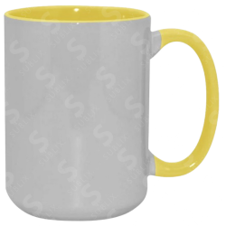 Taza de cerámica 15oz Blanca Interior y asa de colores