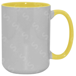 Taza de cerámica 15oz Blanca Interior y asa de colores