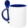 Taza de cerámica 11oz Con Interior y cuchara cobalto