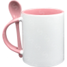 Taza de cerámica 11oz Con Interior y cuchara rosa