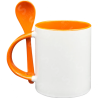 Taza de cerámica 11oz Con Interior y cuchara naranja