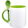 Taza de cerámica 11oz Con Interior y cuchara verde