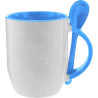 Taza de cerámica 12oz Con cuchara Interior azul cielo