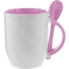 Taza de cerámica 12oz Con cuchara Interior rosa