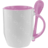 Taza de cerámica 12oz Con cuchara Interior rosa