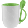 Taza de cerámica 12oz Con cuchara Interior verde claro