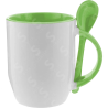 Taza de cerámica 12oz Con cuchara Interior verde claro