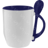 Taza de cerámica 12oz Con cuchara Interior azul cobalto