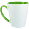 Taza de cerámica 12oz Blanca Cónica Interior y asa verde