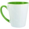 Taza de cerámica 12oz Blanca Cónica Interior y asa verde