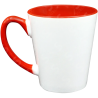 Taza de cerámica 12oz Blanca Cónica Interior y asa rojo