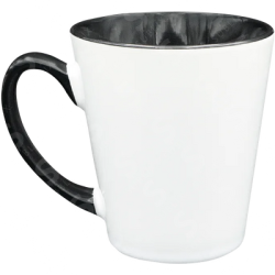Taza de cerámica 12oz Blanca Cónica Interior y asa negro