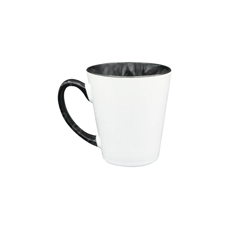 Taza de cerámica 12oz Blanca Cónica Interior y asa negro