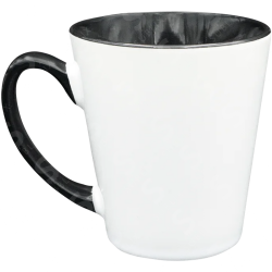 Taza de cerámica 12oz Blanca Cónica Interior y asa negro