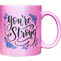 Taza de cerámica 11oz. Diamantada Rosa