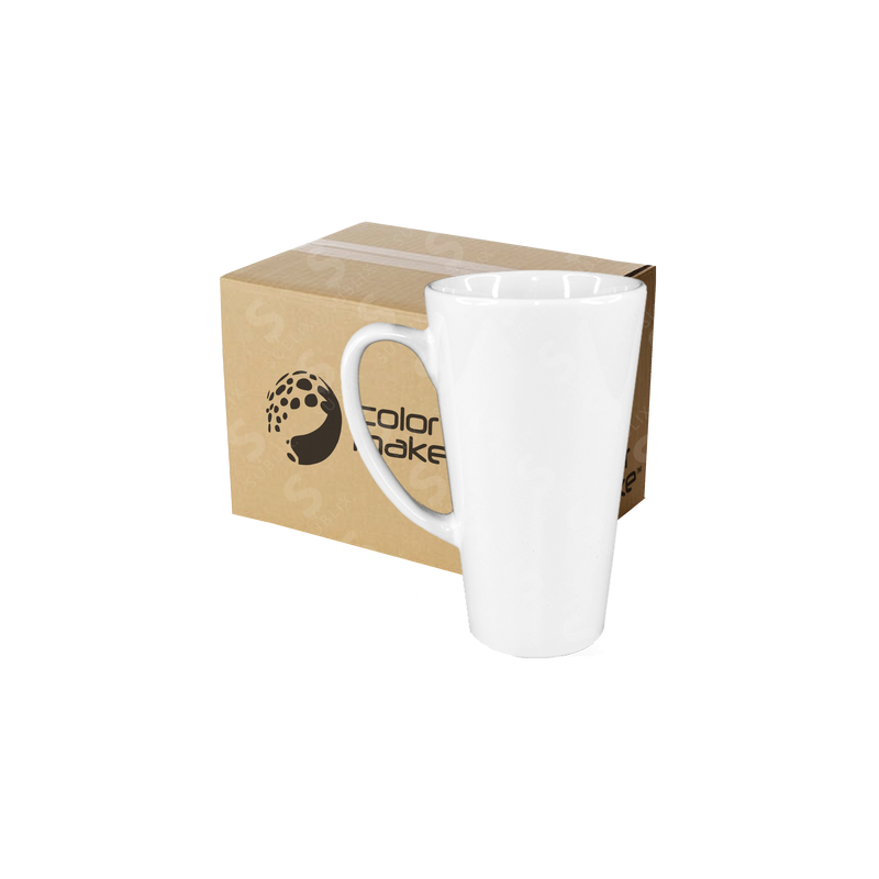 Taza de cerámica 17oz Blanca Cónica (Caja de 24) Color Make